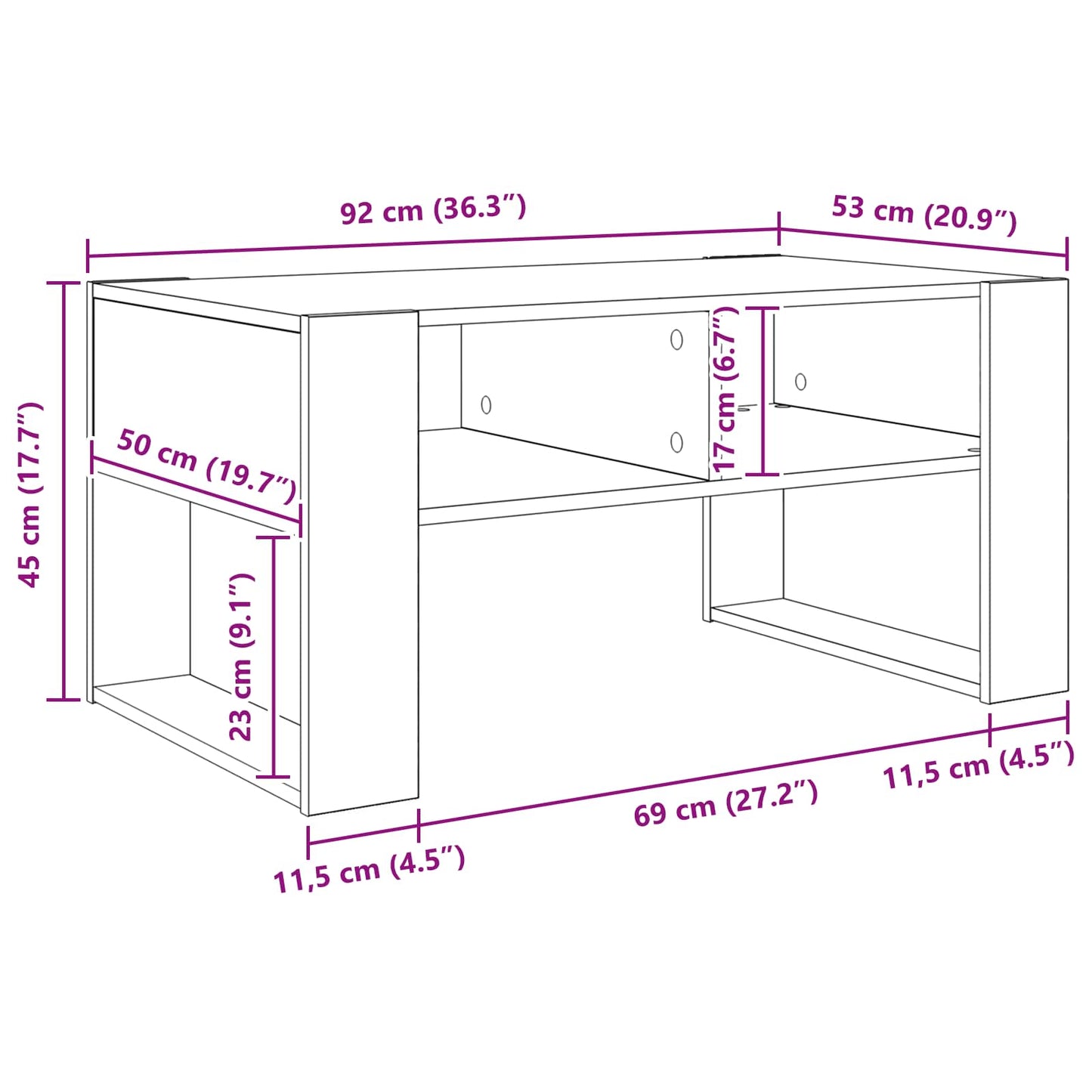 Coffee Table White 92 x 53 x 45 cm Engineered Wood
