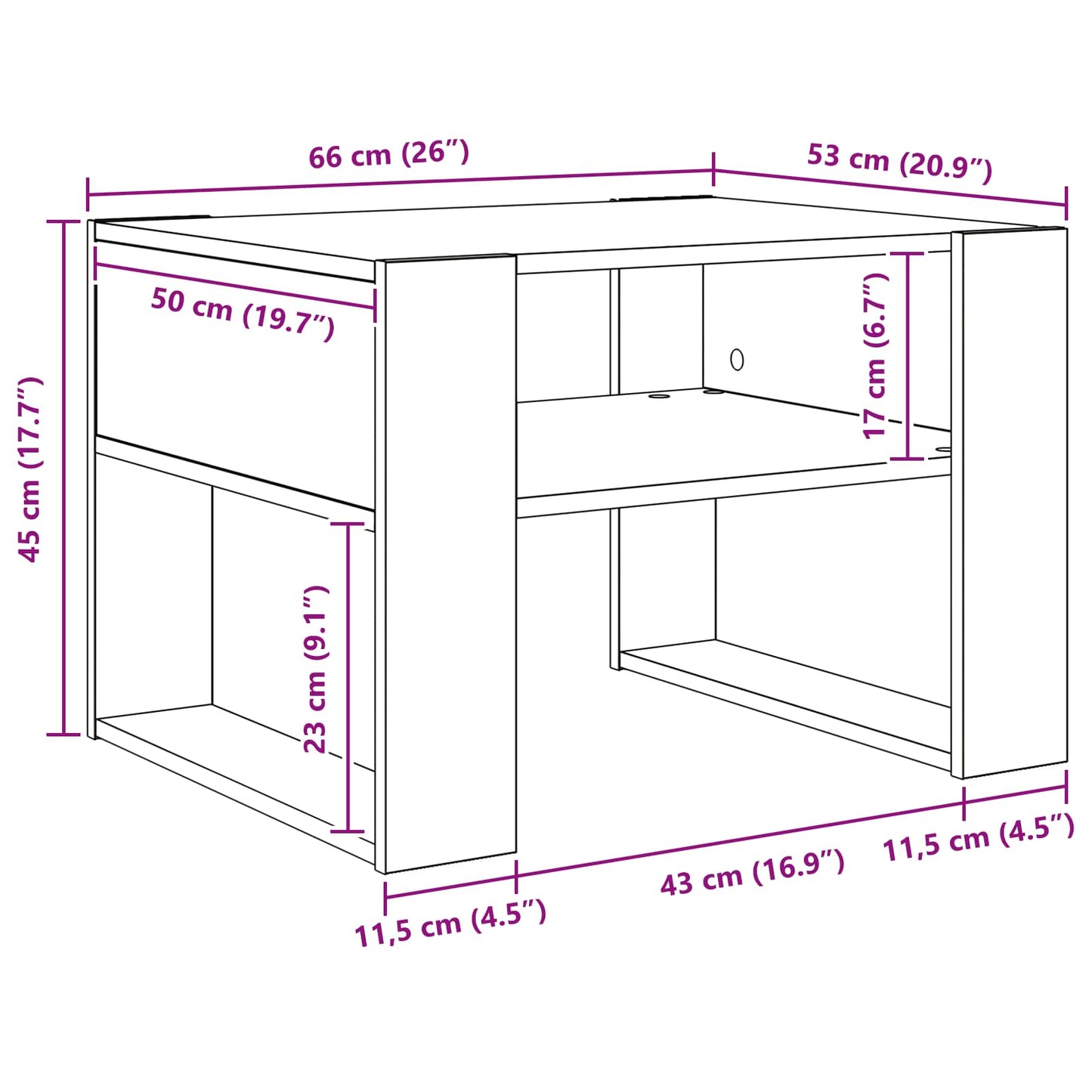 Coffee Table White 66 x 53 x 45 cm Engineered Wood