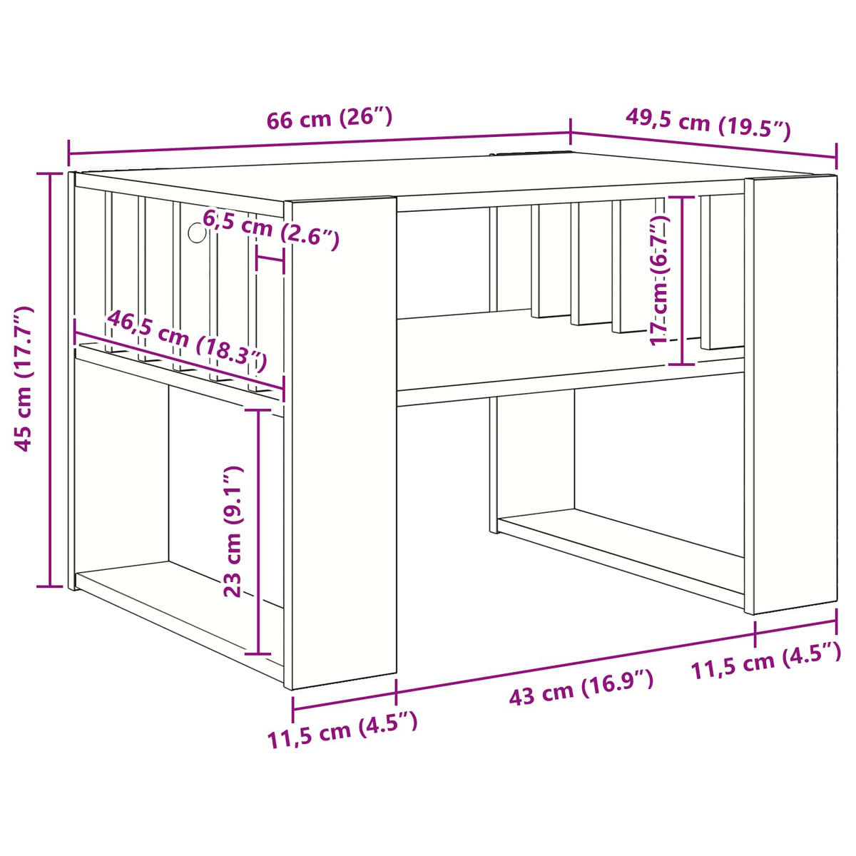 Coffee Table White 66 x 49.5 x 45 cm Engineered Wood
