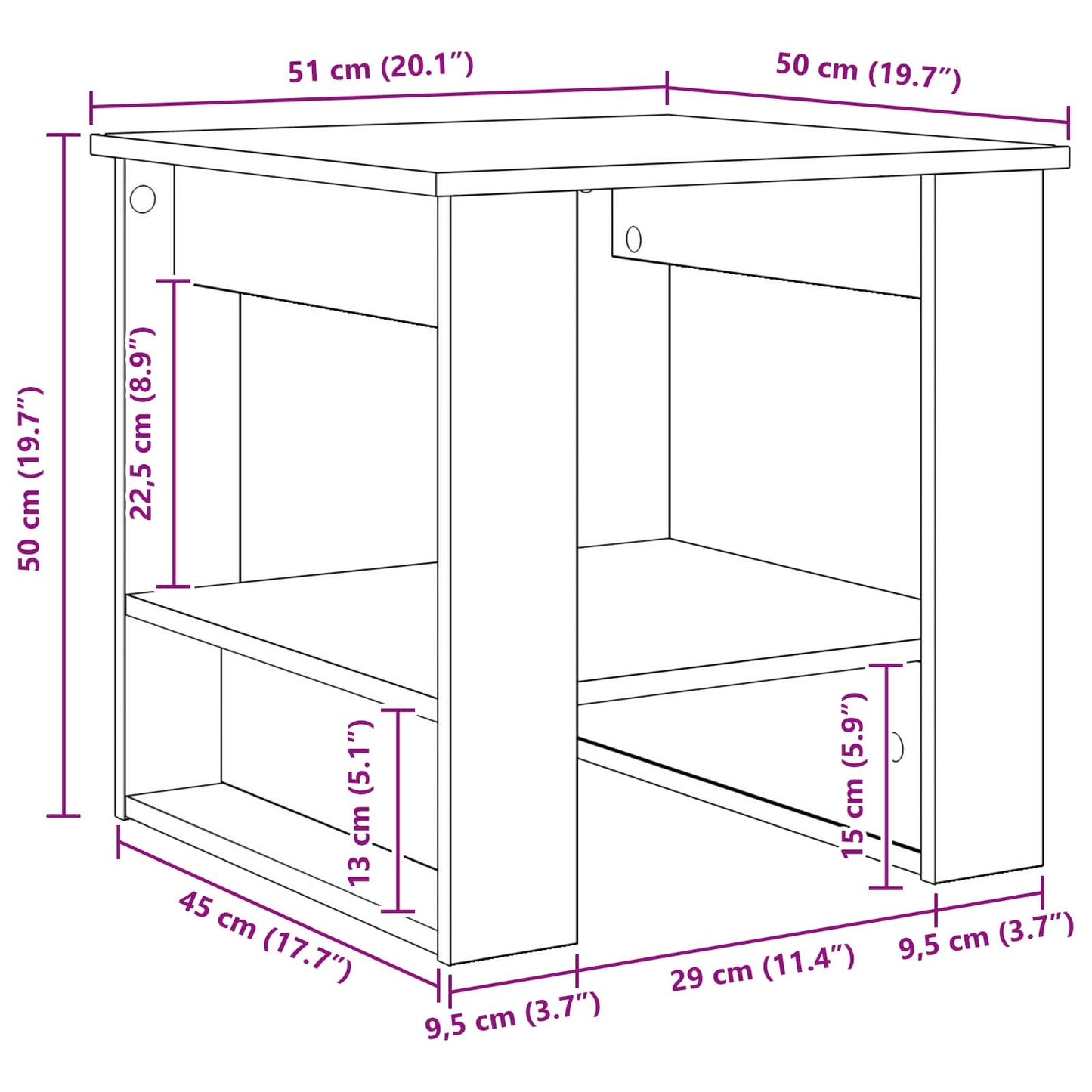 Coffee Table Old Wood 51 x 50 x 50 cm Engineered Wood