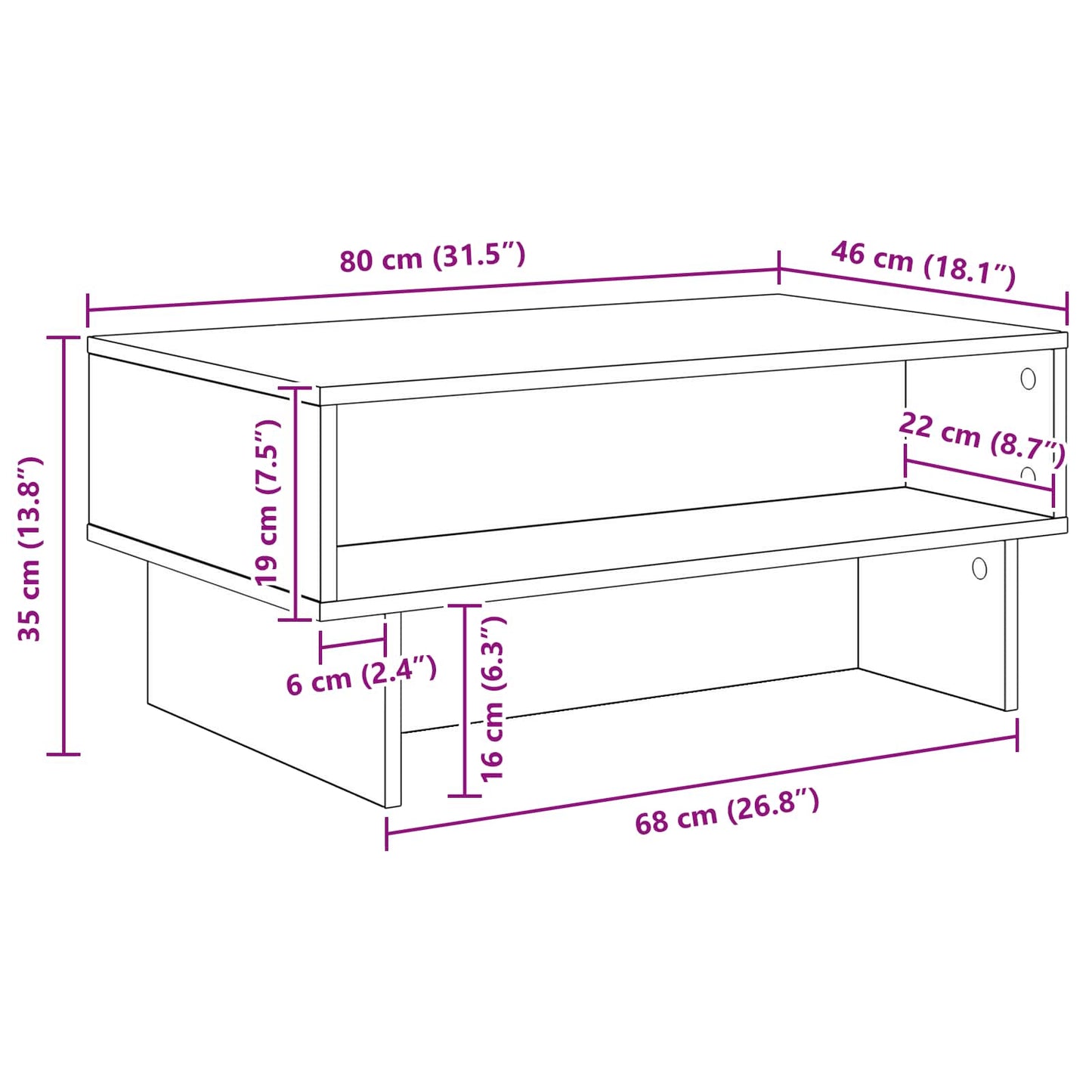 Coffee Table Black Oak 80 x 46 x 35 cm Engineered Wood