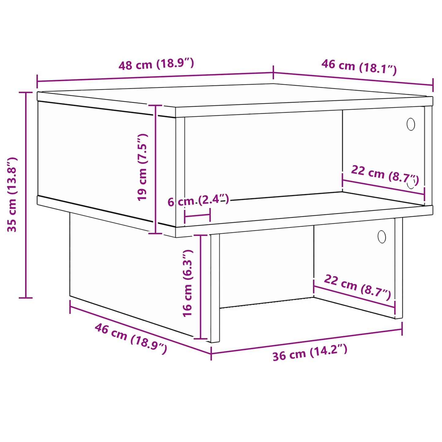 Coffee Table Black Oak 48 x 46 x 35 cm Engineered Wood