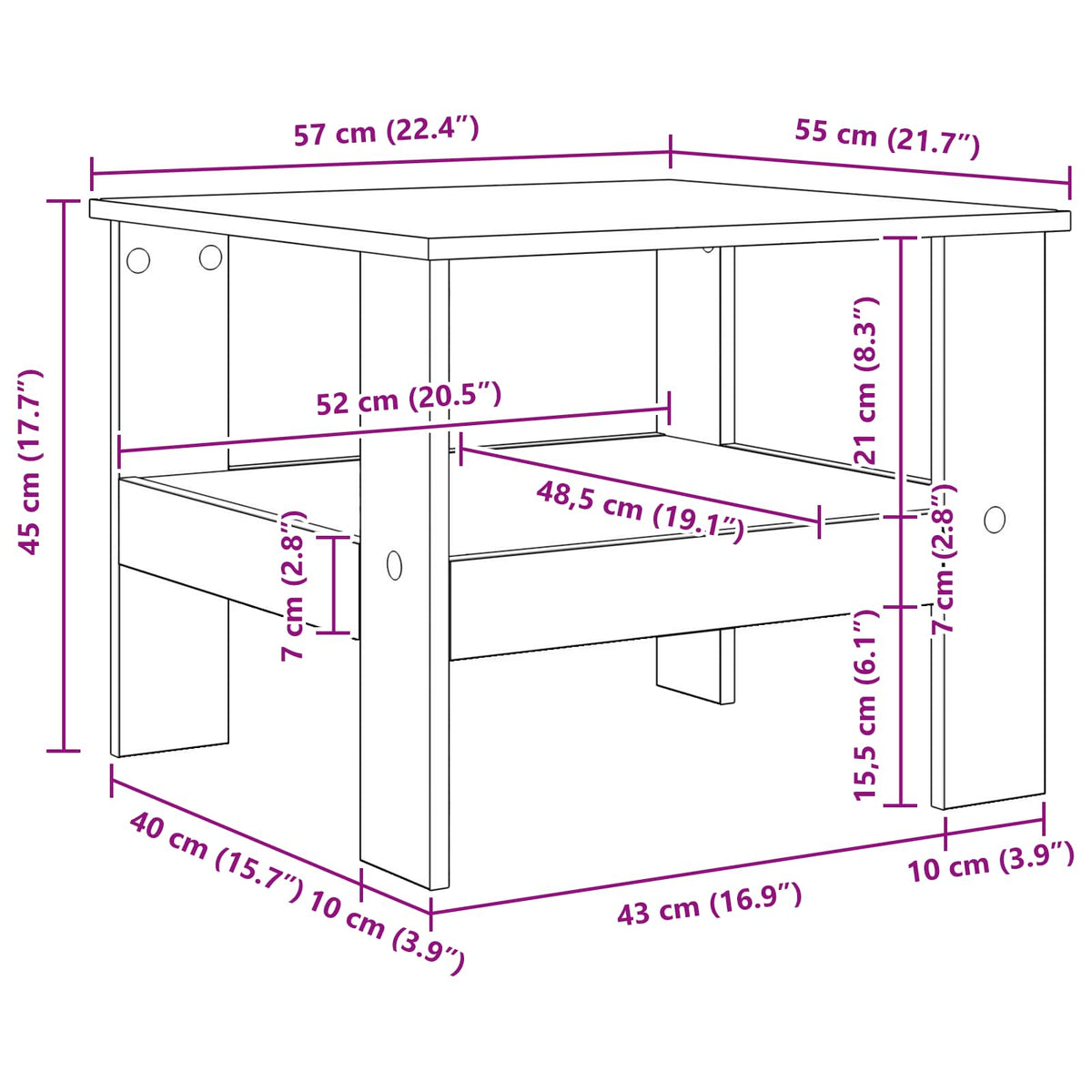 Coffee Table Sonoma Oak 57 x 55 x 45 cm Engineered Wood