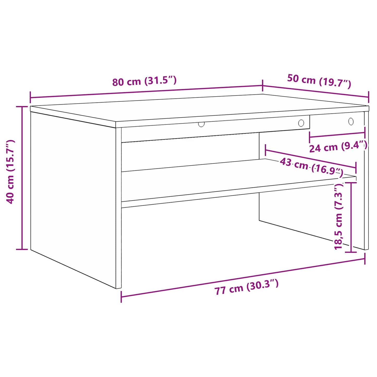 Coffee Table Smoked Oak 80 x 50 x 40 cm Engineered Wood