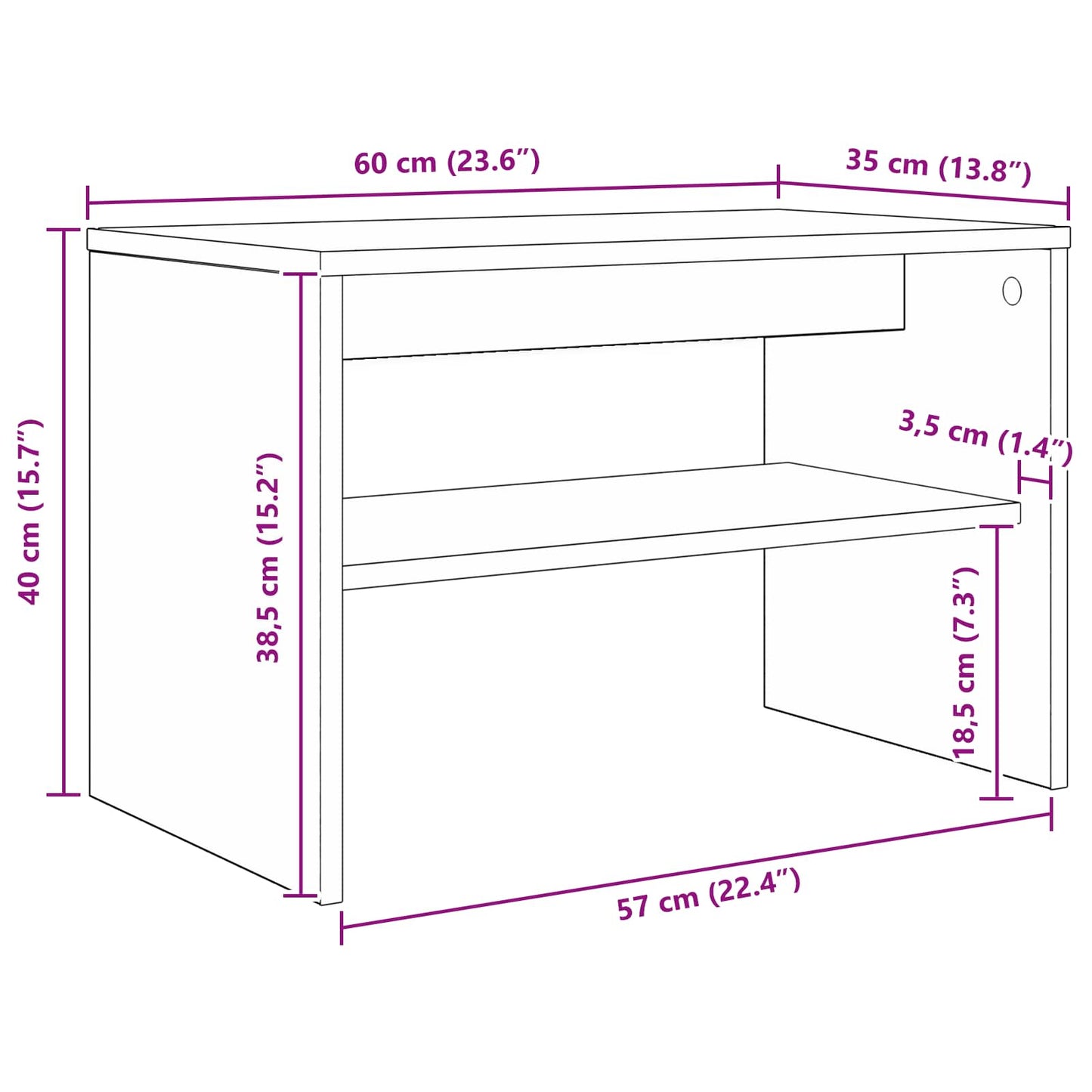 TV Cabinet 60 x 35 x 40 cm Artisan Oak Engineered Wood