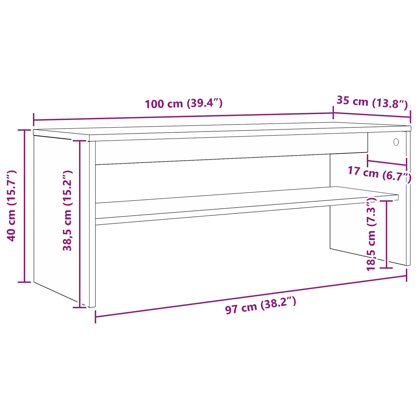 TV Cabinet 100 x 35 x 40 cm Old Wood Engineered Wood