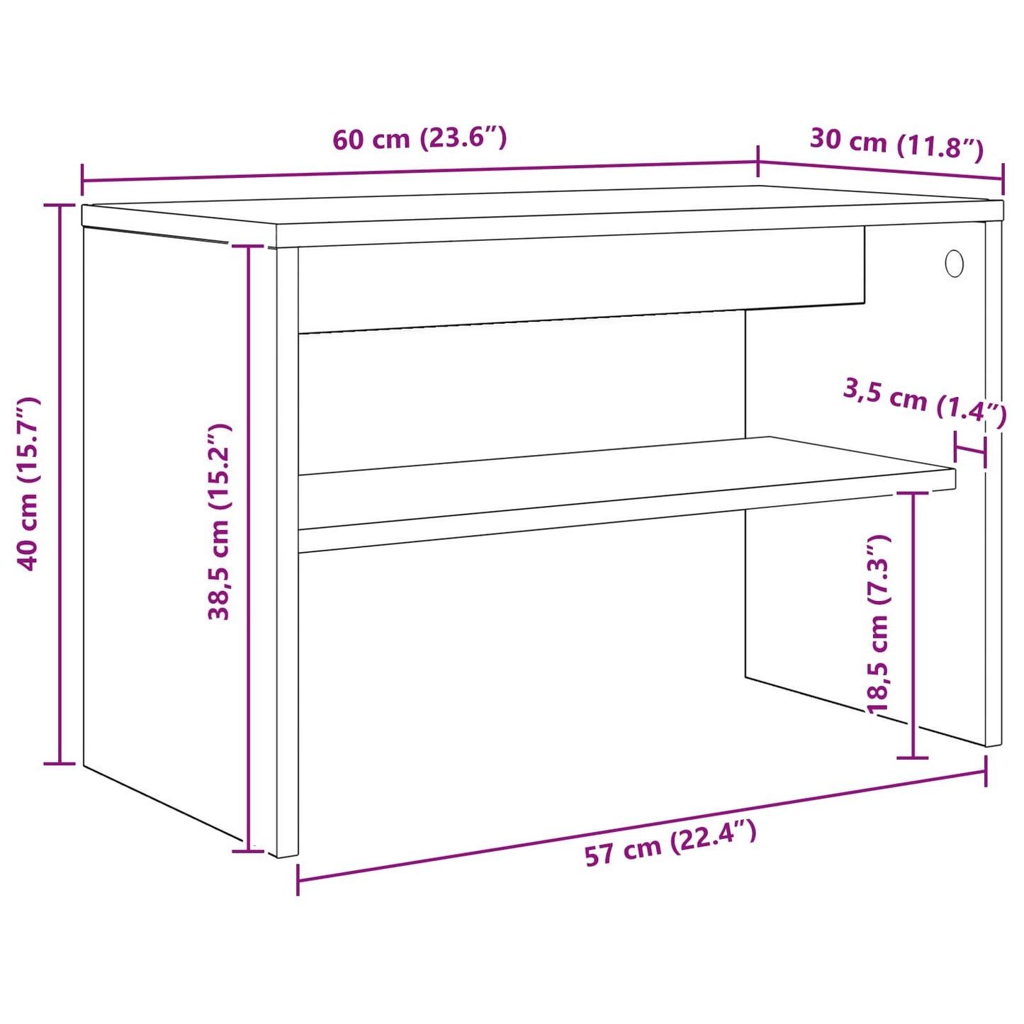 TV Cabinet 60 x 30 x 40 cm Artisan Oak Engineered Wood