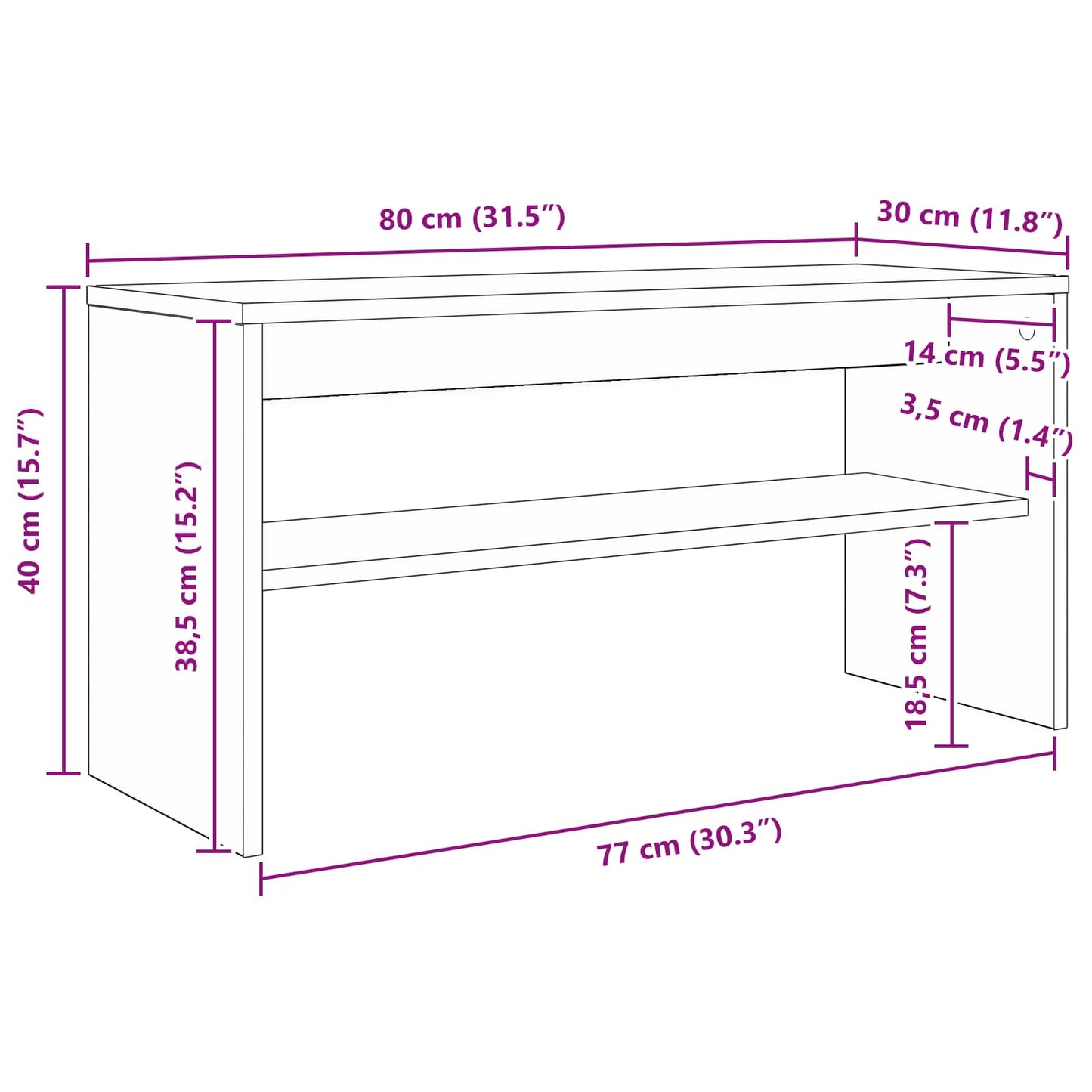 TV Cabinet 80 x 30 x 40 cm Old Wood Engineered Wood