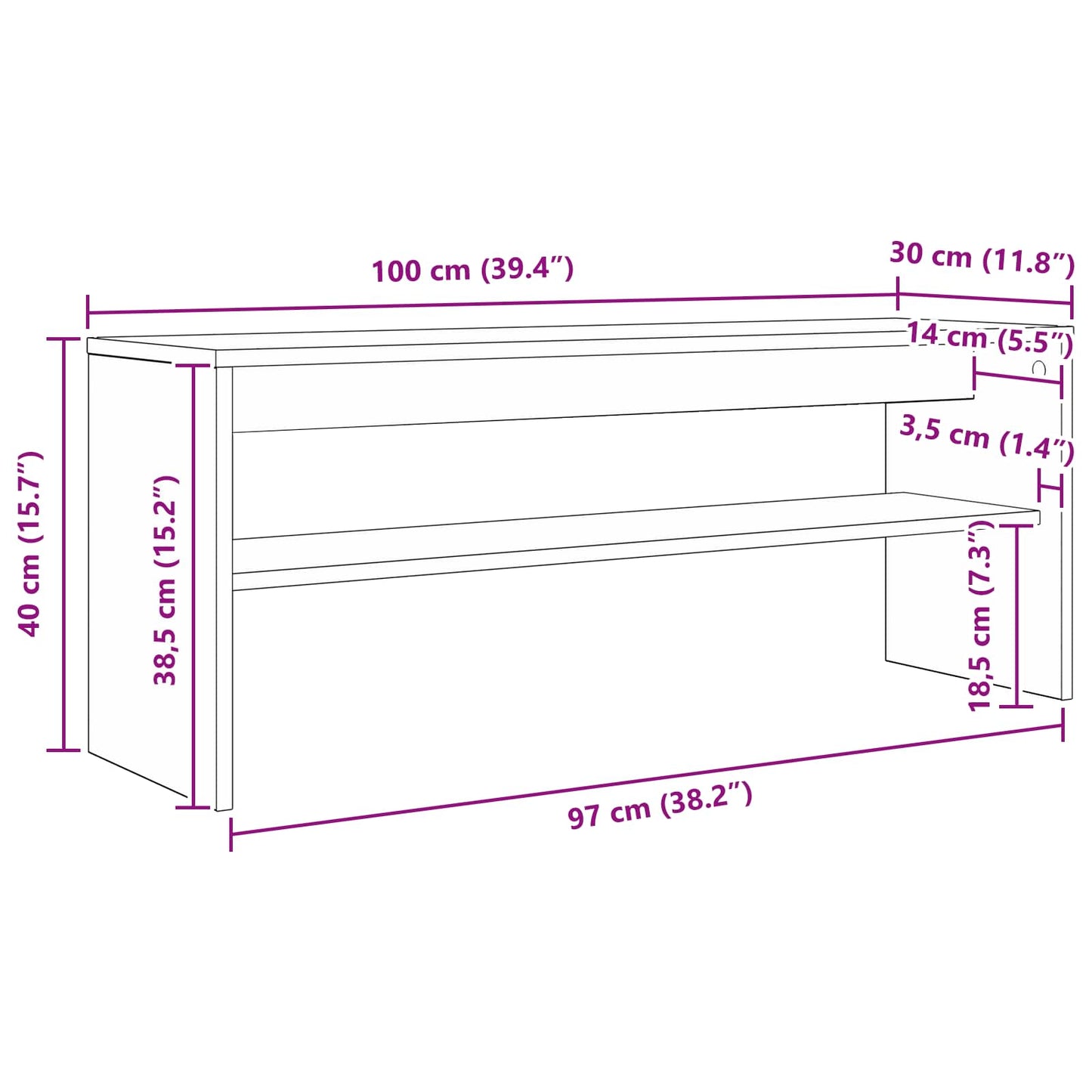 TV Cabinet 100 x 30 x 40 cm Smoked Oak Engineered Wood