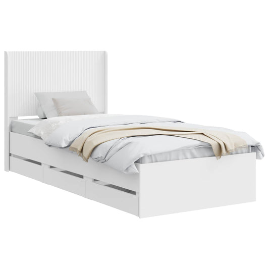 Bed Frame with Storage and Headboard White 75 x 190 cm