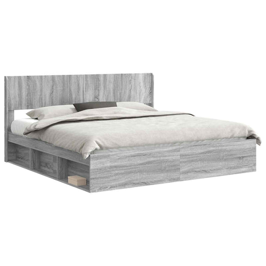 Bed Frame with Storage and Headboard 2 pcs Engineered Wood