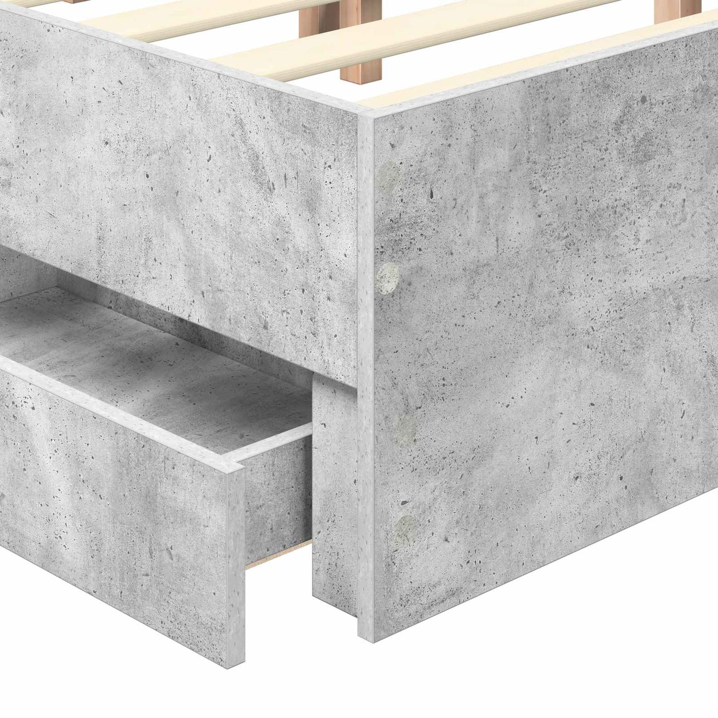 Bed Frame with Drawer Concrete Grey 160 x 200 cm Engineer Wood