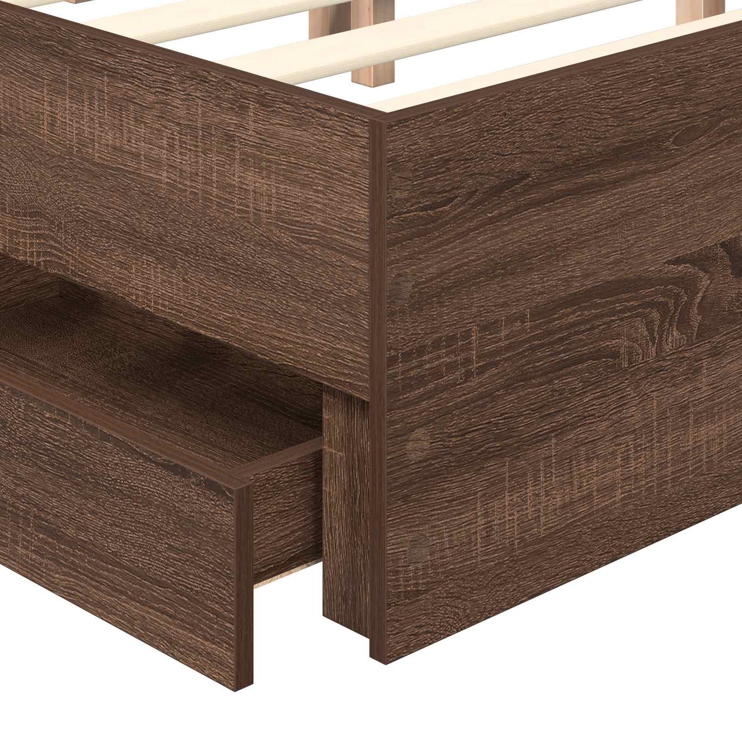 Bed Frame with Drawer Brown Oak 120 x 190 cm Engineer Wood