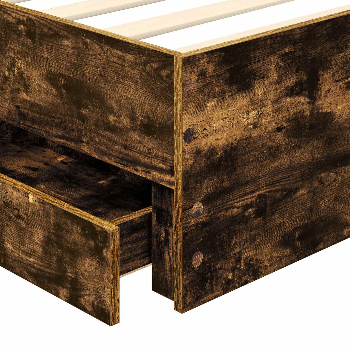 Bed Frame with Drawer Smoked Oak 90 x 190 cm Engineer Wood