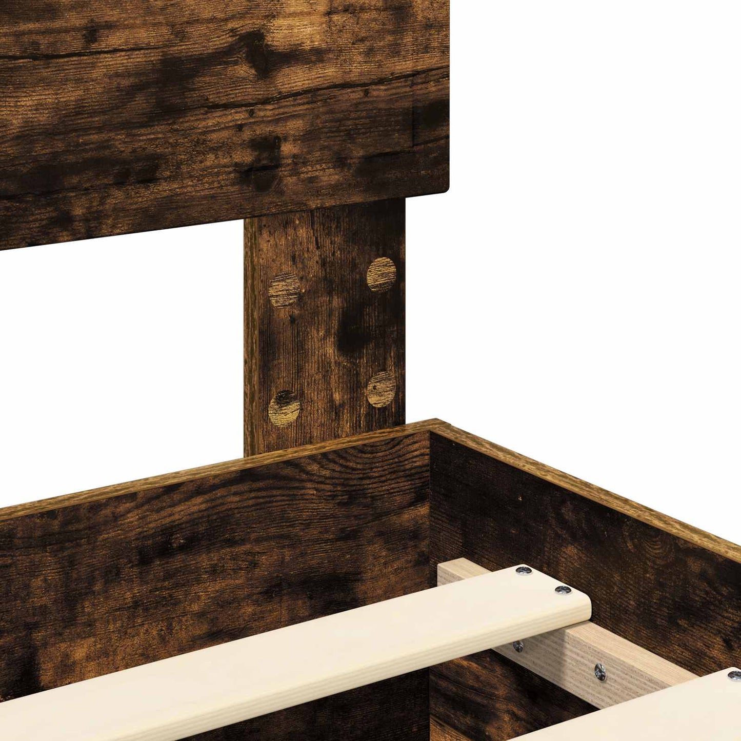 Bed Frame with Drawer Smoked Oak 200 x 200 cm Engineered Wood