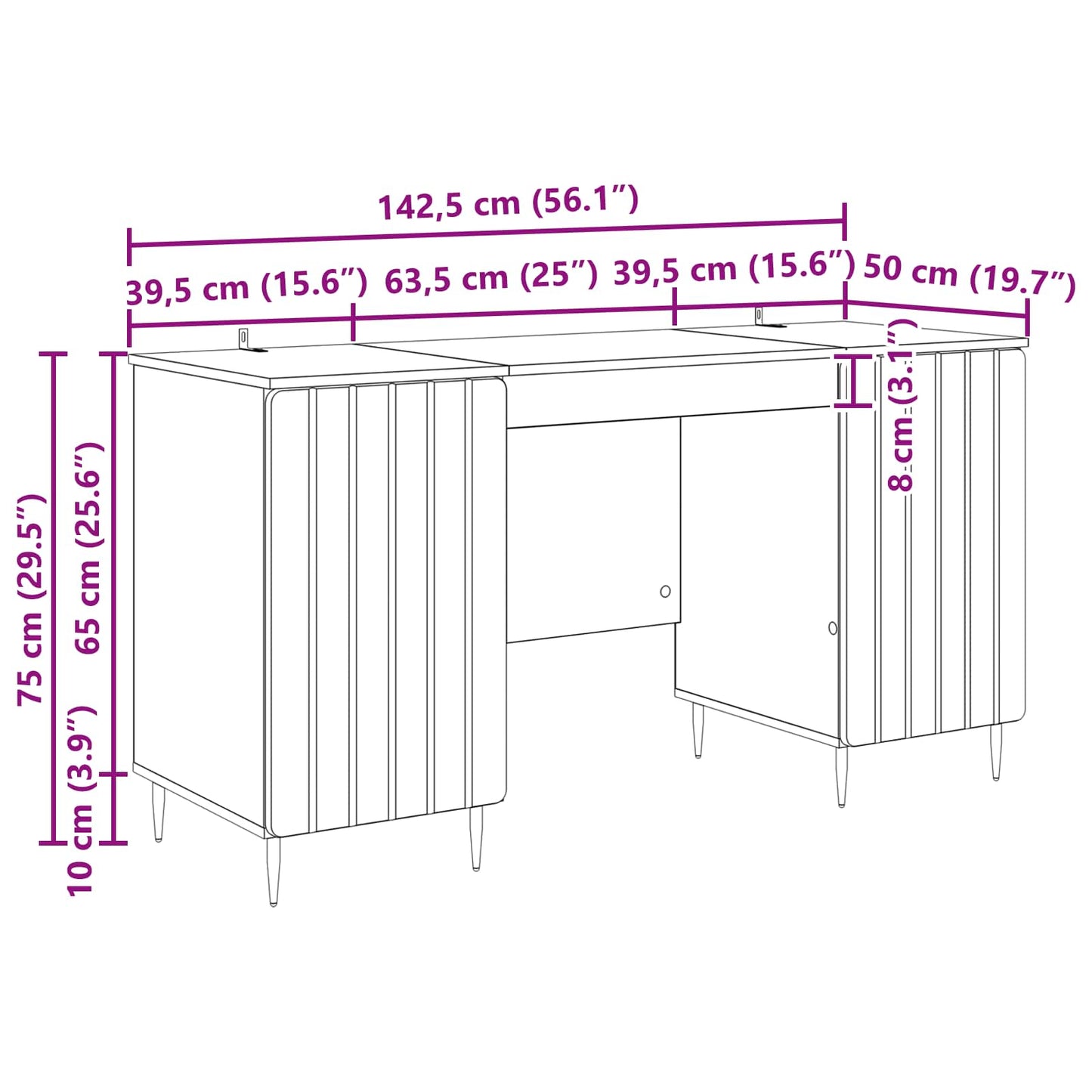 Desk with Shelf Smoked Oak 142.5 x 50 x 75 cm Engineered Wood