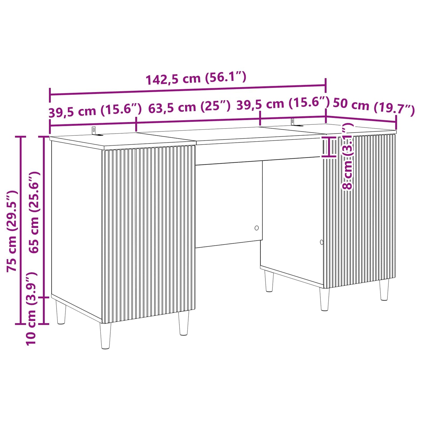 Desk Artisan Oak Engineered Wood 142.5 x 50 x 75 cm