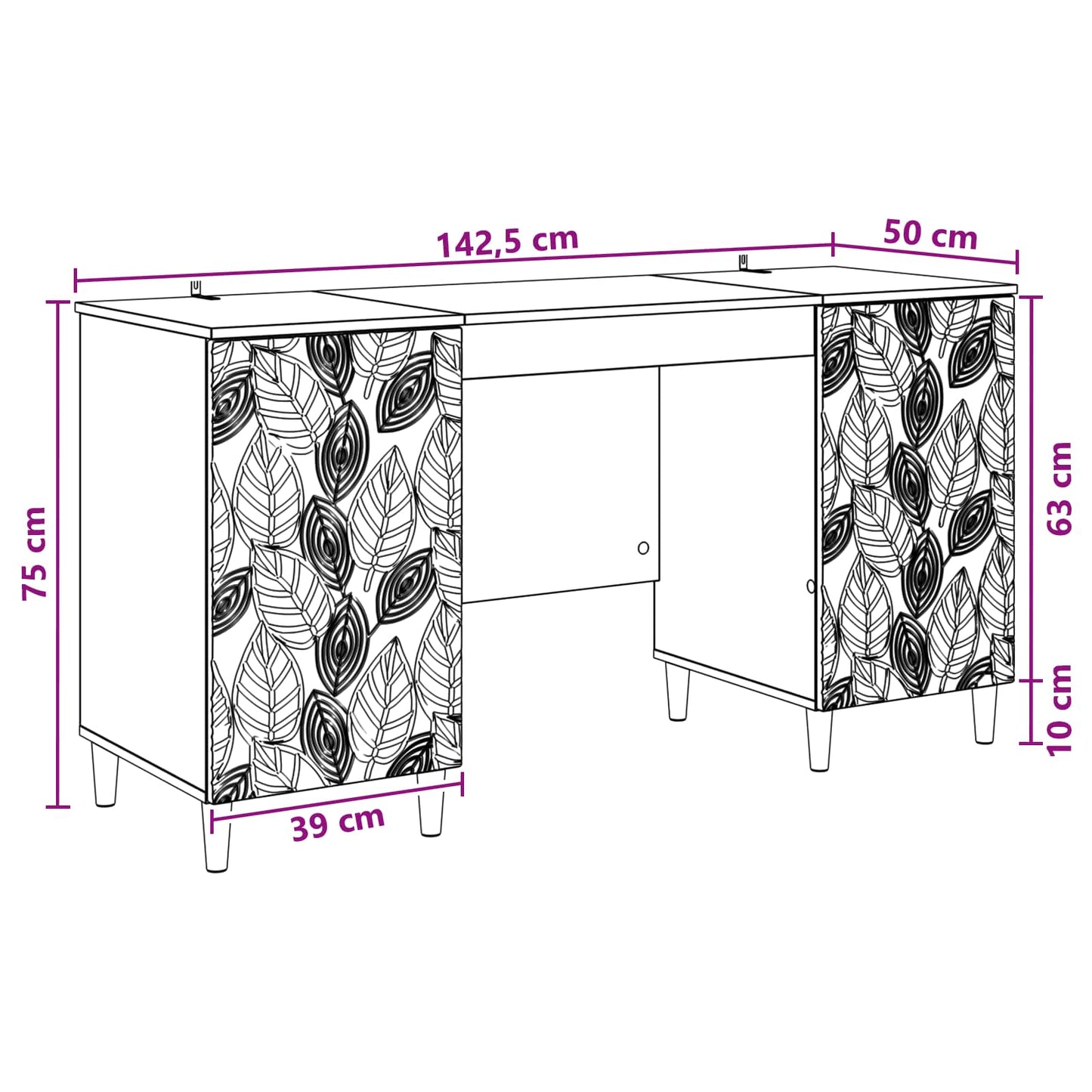 Desk Sonoma Oak Engineered Wood 142.5 x 50 x 75 cm