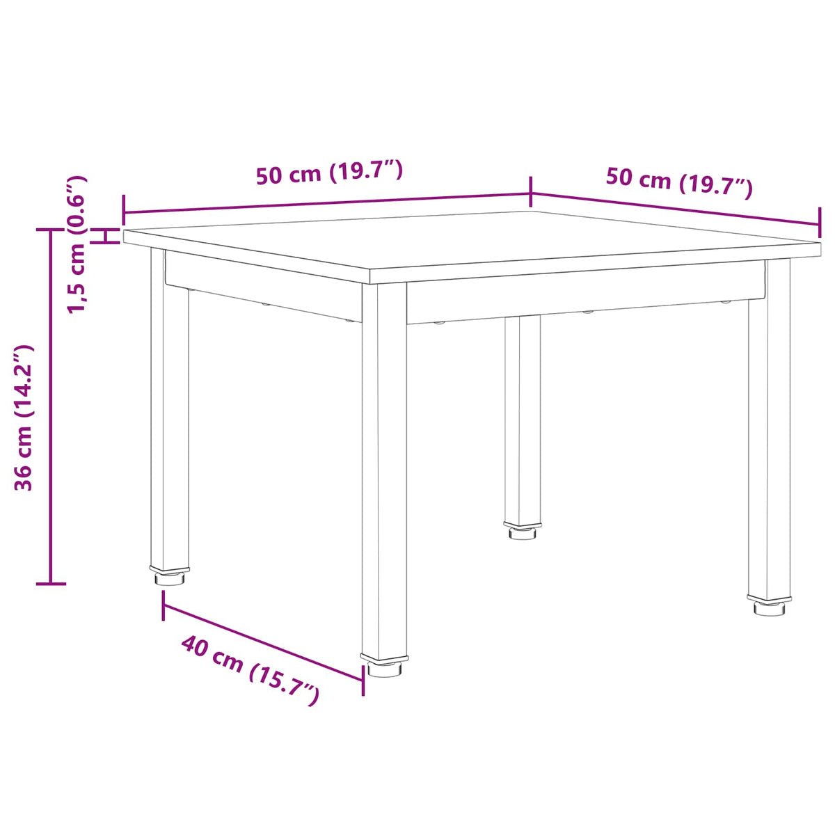 Coffee Table White 50 x 50 x 36 cm Solid Pine Wood