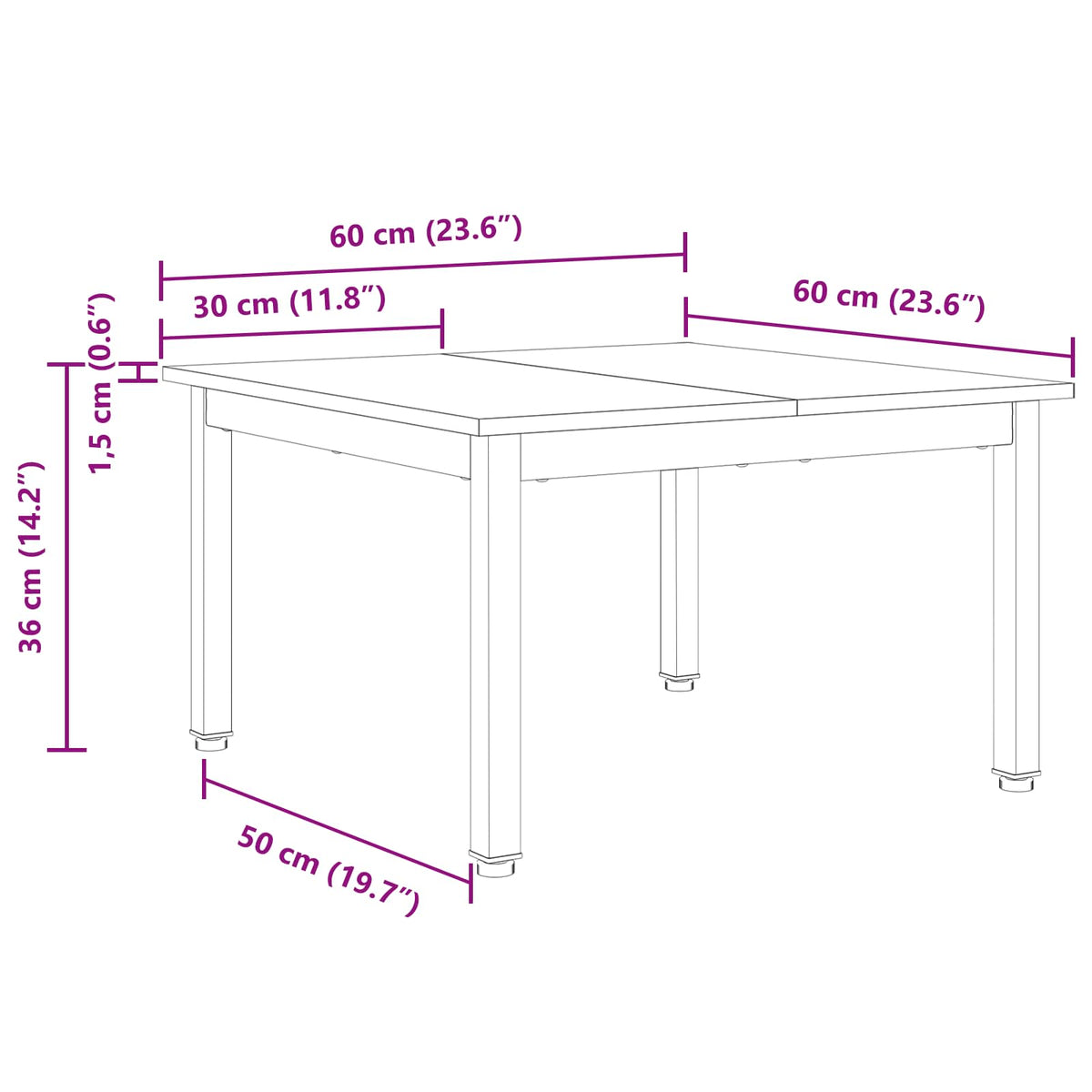 Coffee Table White 60 x 60 x 36 cm Solid Pine Wood