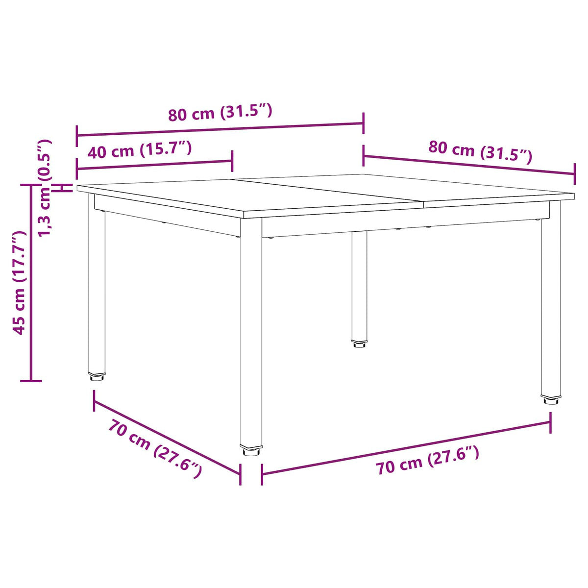 Coffee Table Natural 80 x 80 x 45 cm Solid Pine Wood