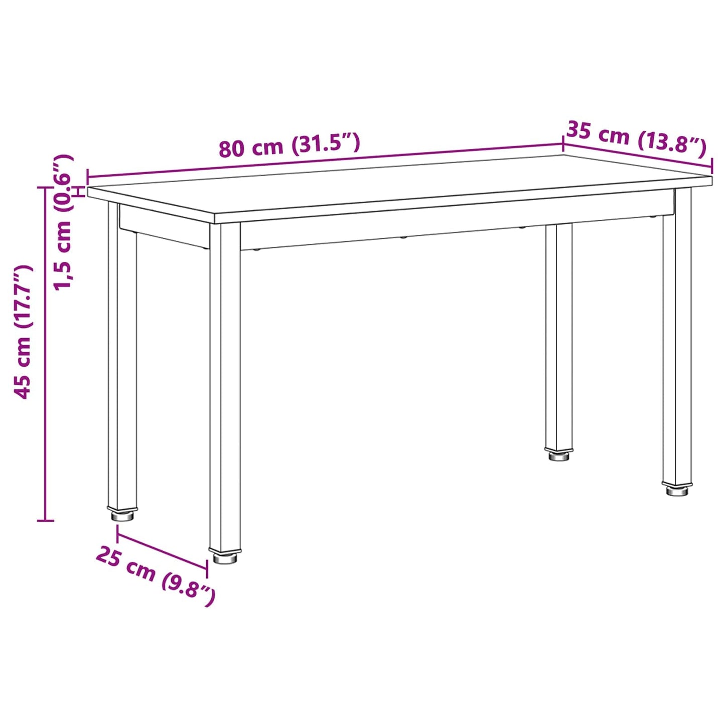 Bench Natural 80 x 35 x 45 cm Solid Pine Wood