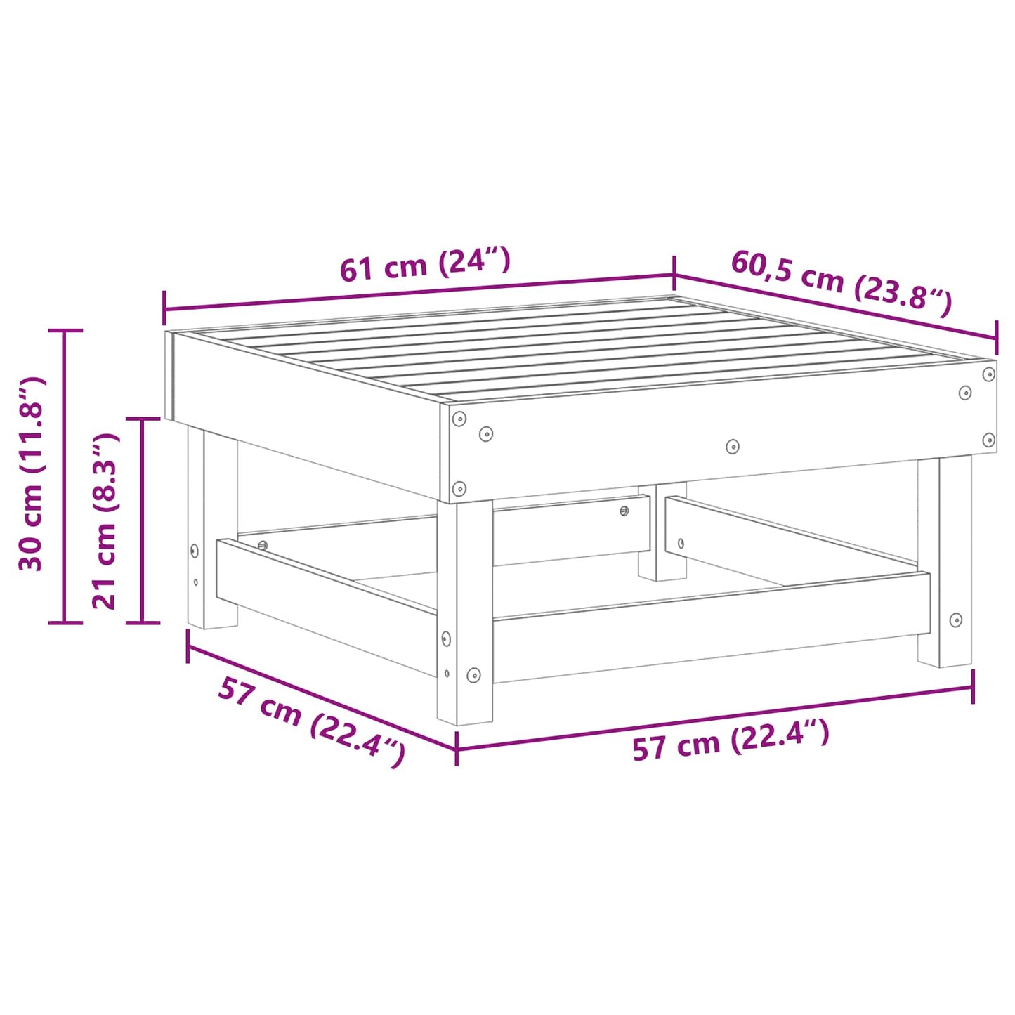 Garden Footrest Solid Pine Wood Wax Brown