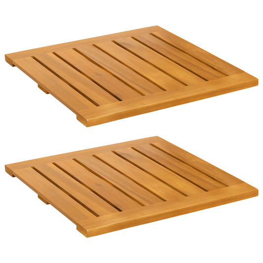Bath Mat 2 pcs Natural 50 x 50 cm Solid Acacia Wood