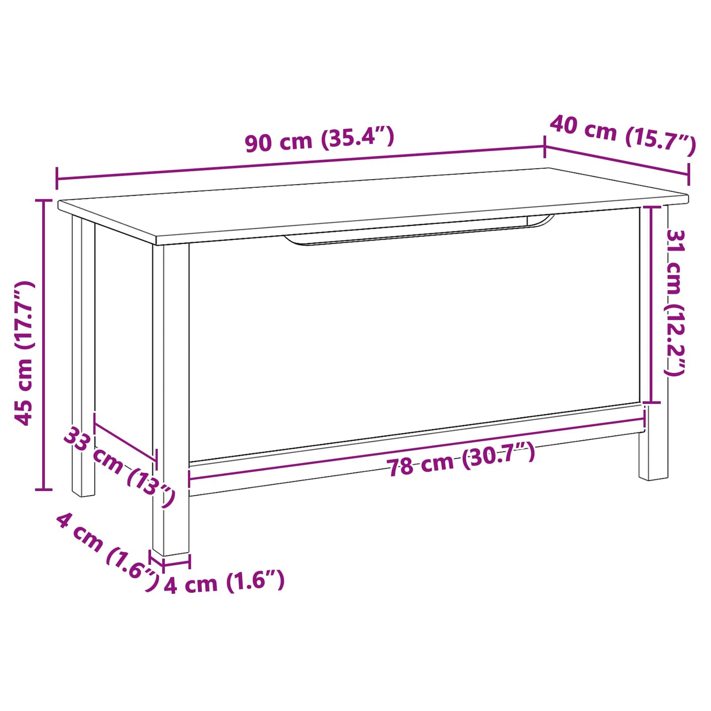 Storage Box HILL White and Honey Brown 90 x 40 x 45 cm
