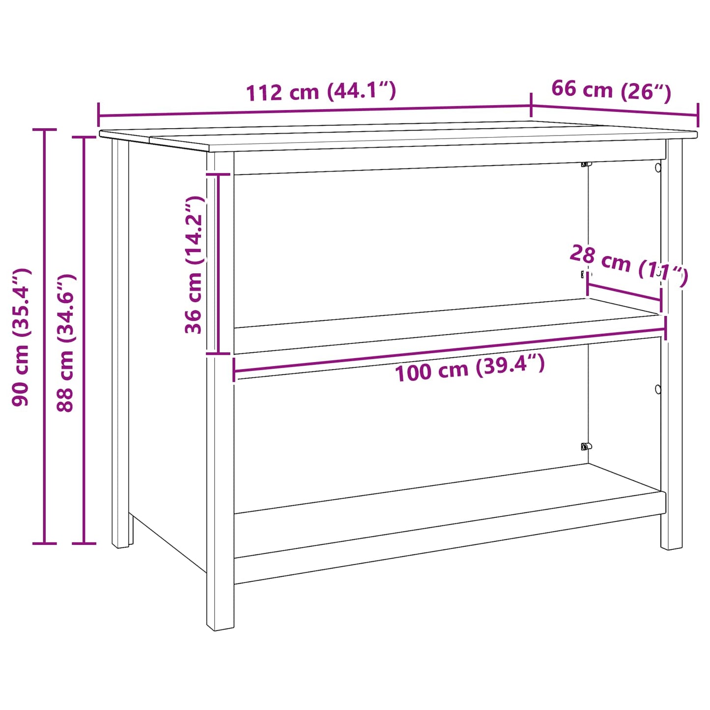 Kitchen Islands HILL White 112 x 66 x 90 cm Solid Pine Wood