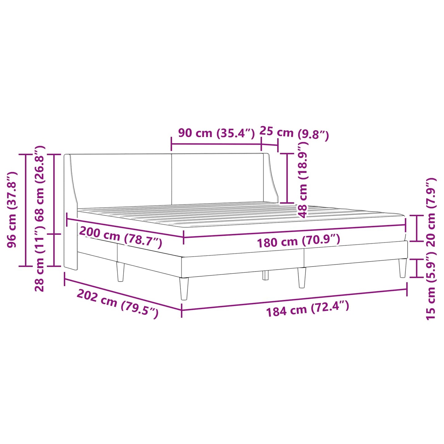 Bed Frame with Mattress Light Grey 180 x 200 cm Fabric