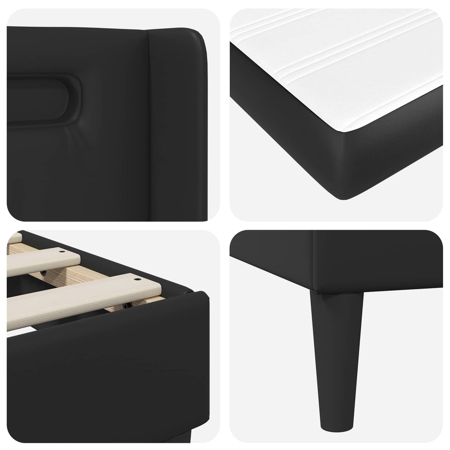 Bed Frame with LED Strip Lights Black 90 x 190 cm Faux Leather