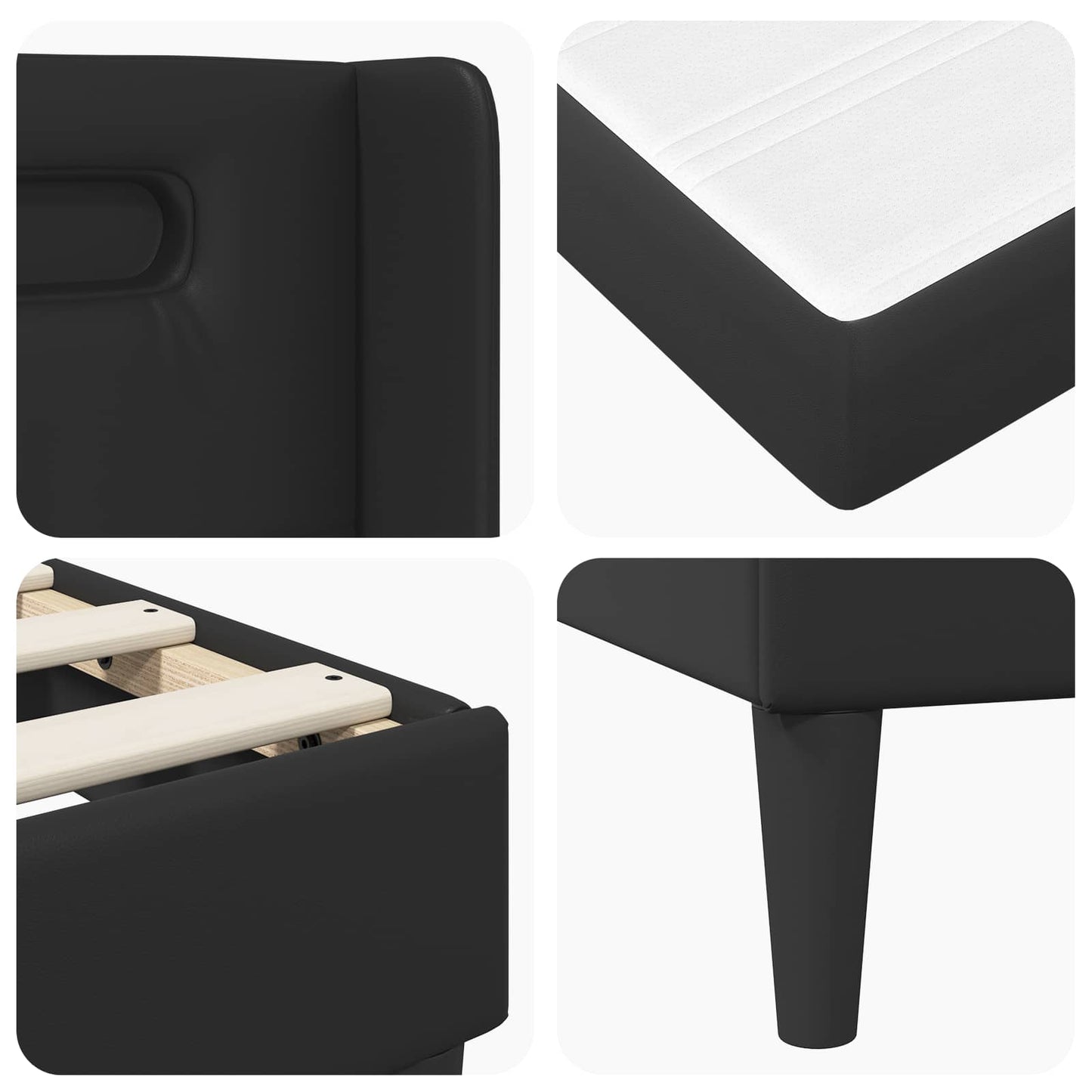 Bed Frame with LED Strip Lights Black 180 x 200 cm Faux Leather
