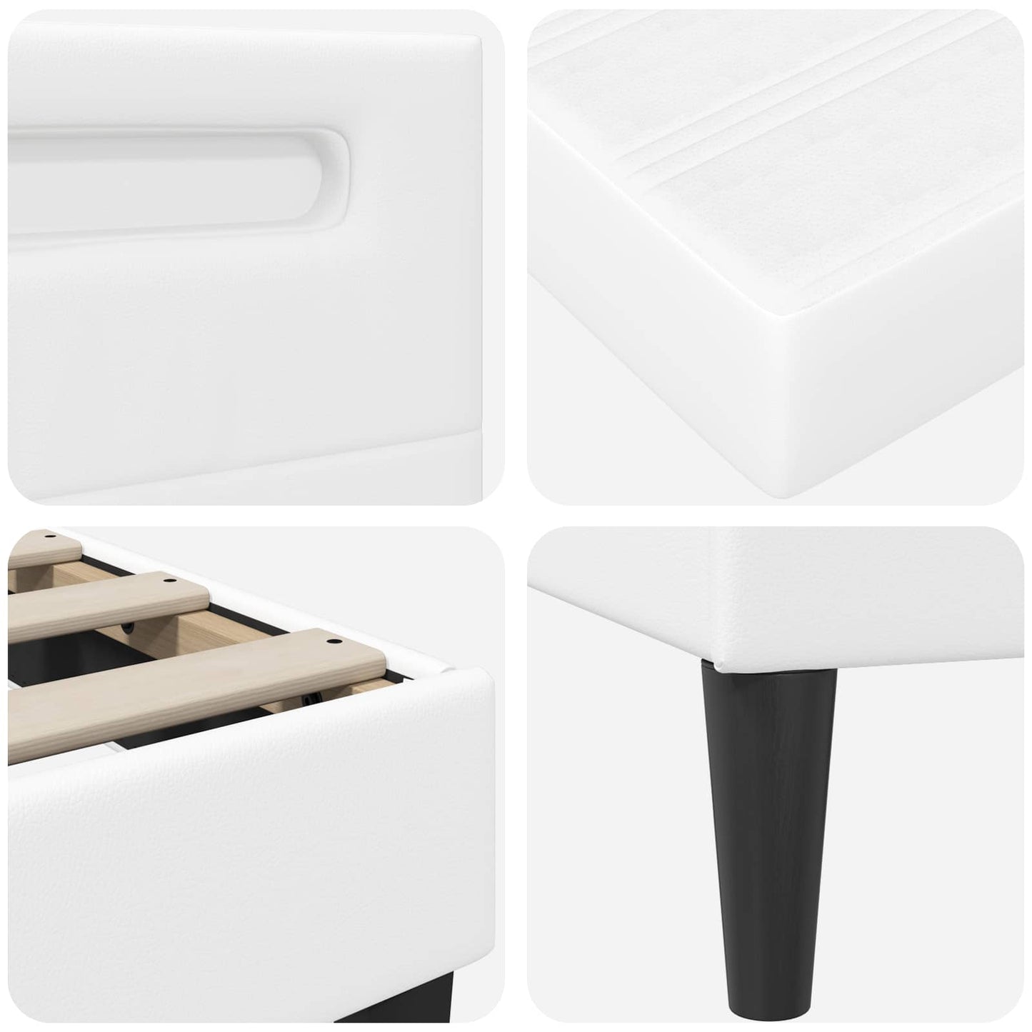 Bed Frame with LED Strip Lights White 180 x 200 cm Faux Leather