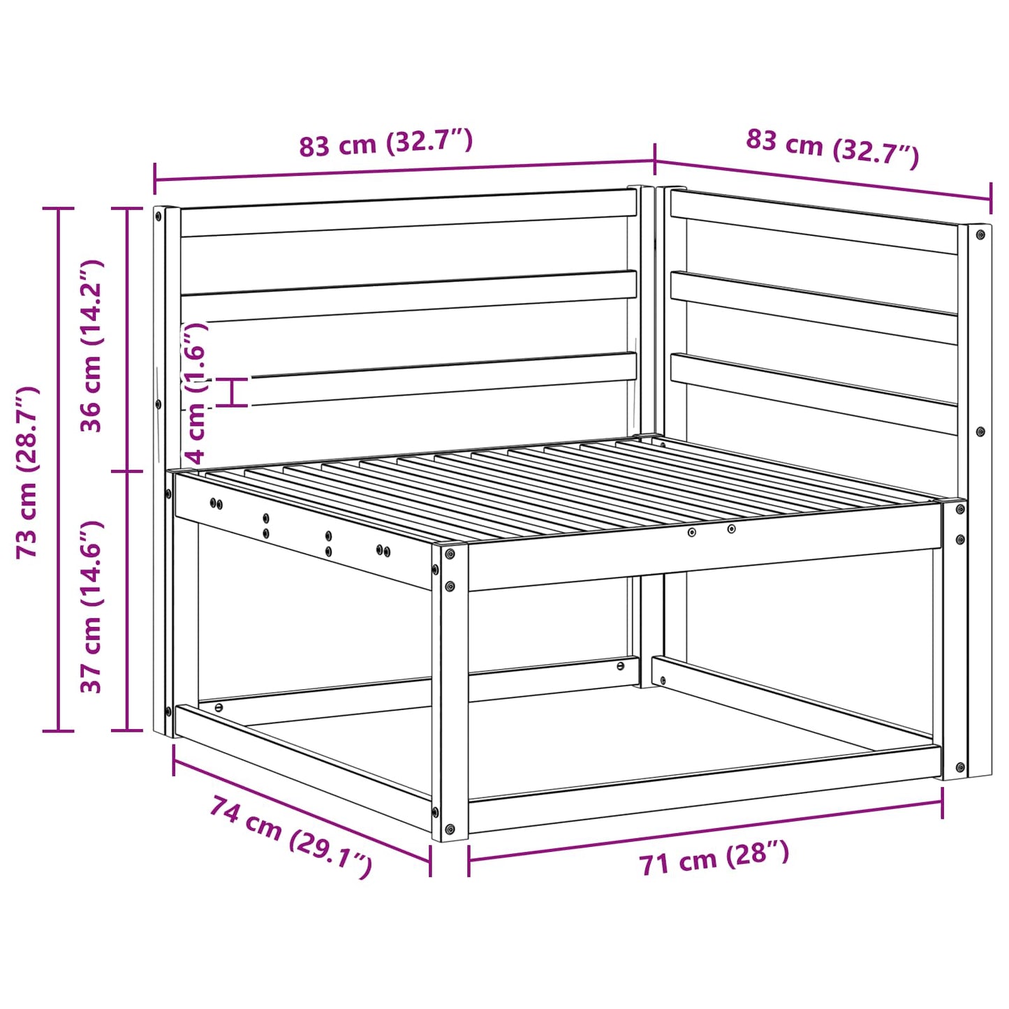 Outdoor Corner sofa White 83 x 83 x 73 cm