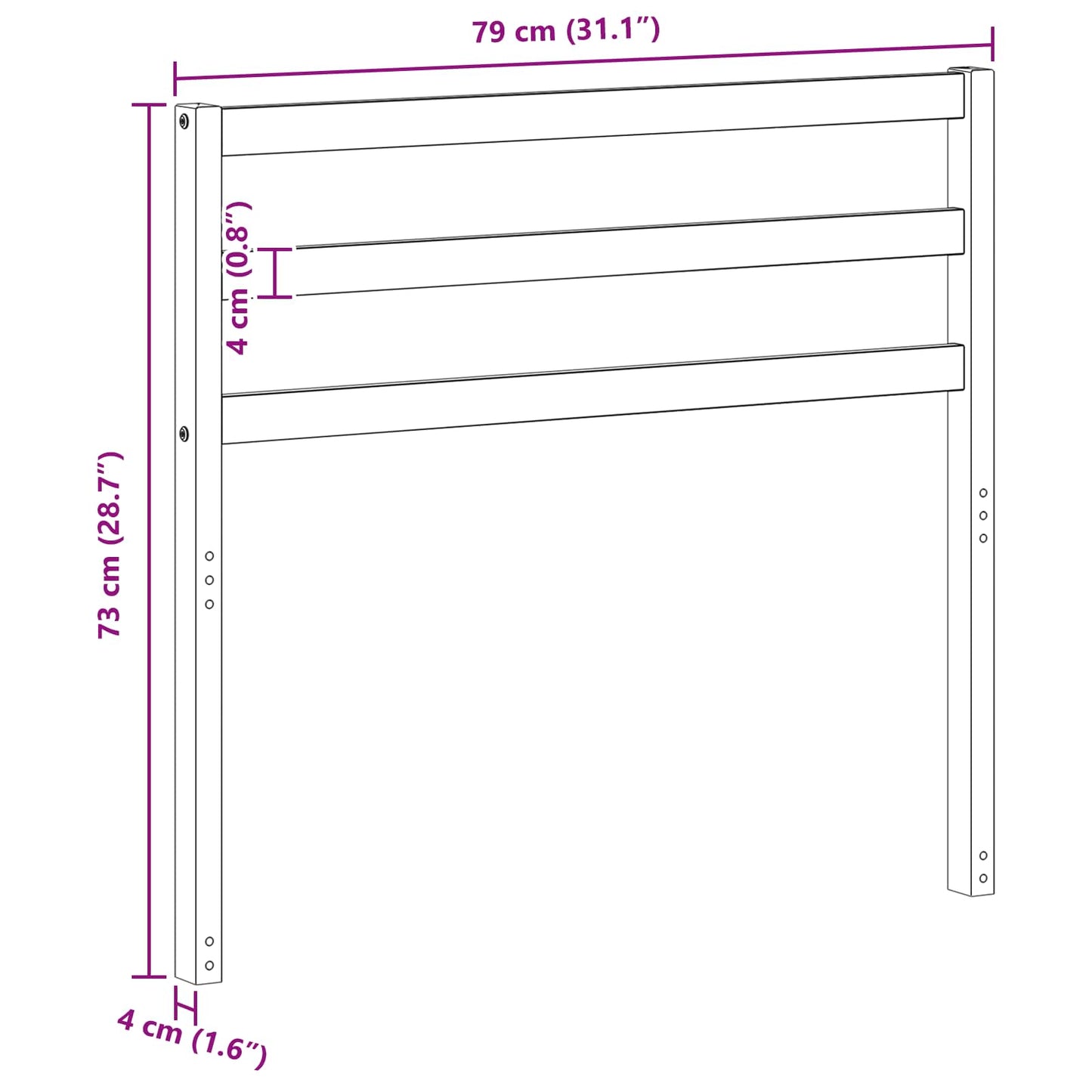 Armrests Module 2 pcs White 79 x 4 x 73 cm Solid Acacia Wood