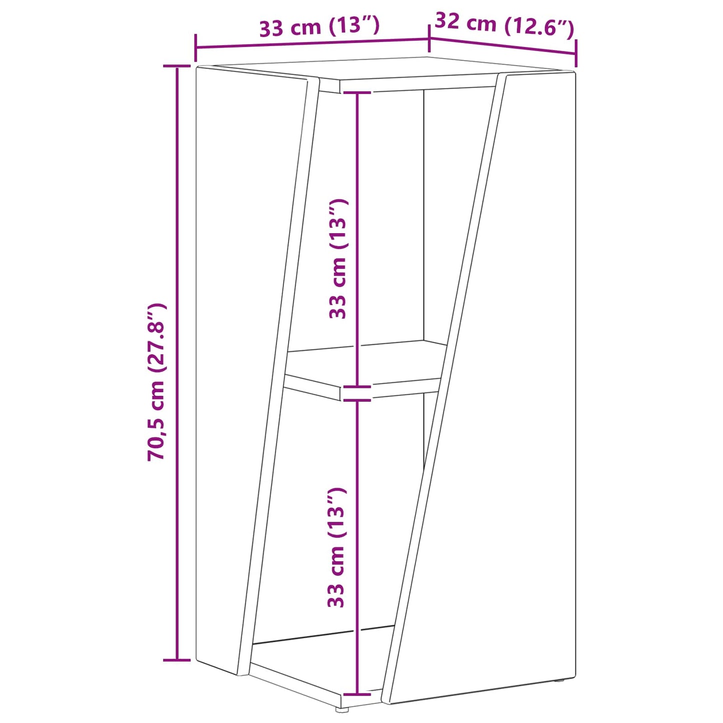 Side Shelf 33 x 32 x 70.5 cm Engineered Wood Smoked Oak