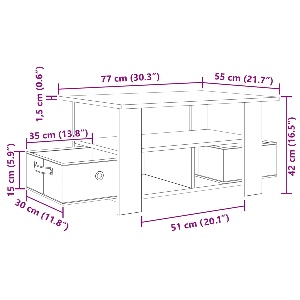 Coffee Table Old Wood 77 x 55 x 42 cm Engineered Wood