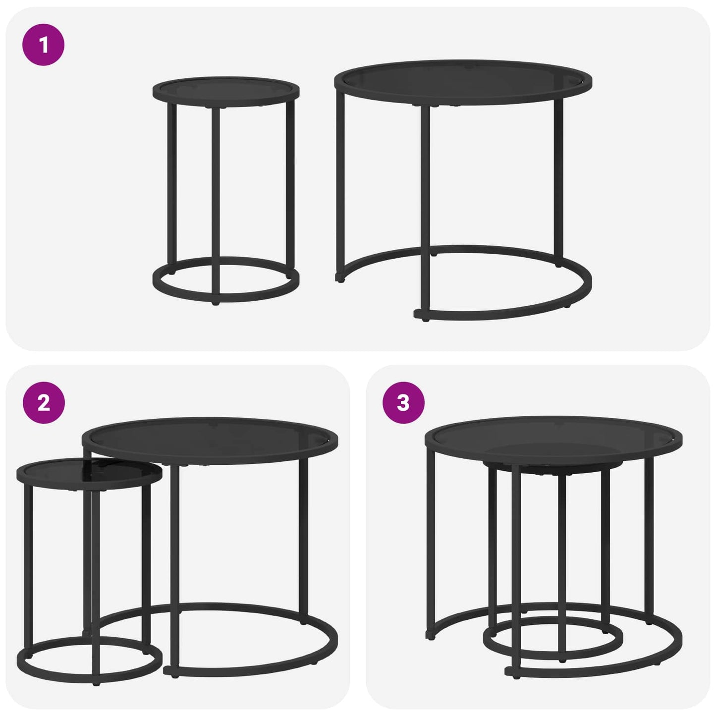 Coffee Table Set 2 pcs 55 x 55 x 45 cm steel