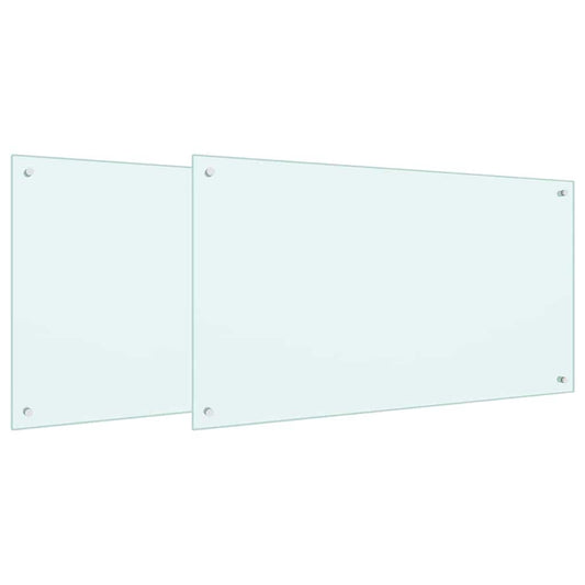 Kitchen Backsplash 2 pcs White 100 x 60 cm Tempered Glass