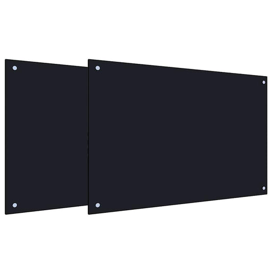 Kitchen Backsplash 2 pcs Black 90 x 60 cm Tempered Glass