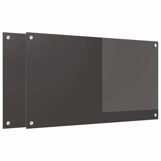 Kitchen Backsplash 2 pcs Dark Grey 90 x 50 cm Tempered Glass