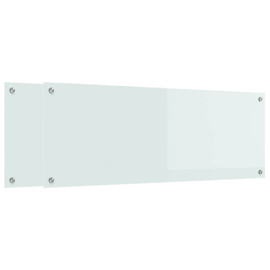 Kitchen Backsplash 2 pcs White 110 x 40 cm Tempered Glass