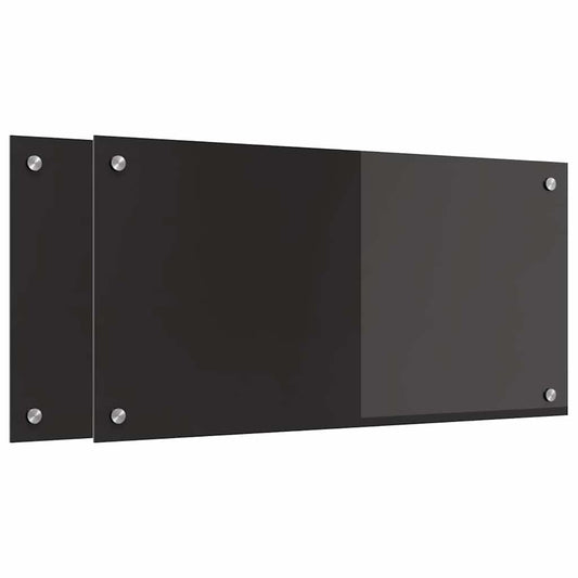 Kitchen Backsplash 2 pcs Black 80 x 40 cm Tempered Glass