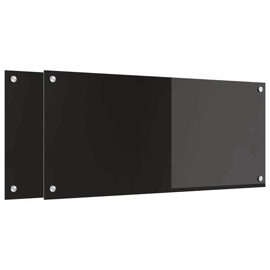 Kitchen Backsplash 2 pcs Black 90 x 40 cm Tempered Glass