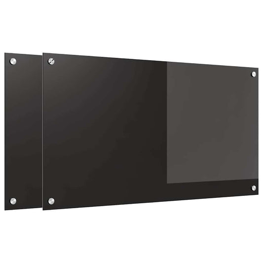 Kitchen Backsplash 2 pcs Black 90 x 50 cm Tempered Glass