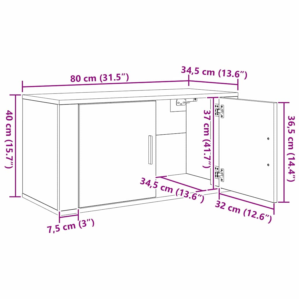 Wall-mounted TV Cabinet Set 3 pcs Black Oak Engineered Wood