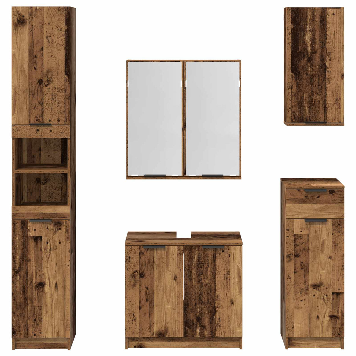 Bathroom Furniture Set 5 pcs Old Wood Engineered Wood