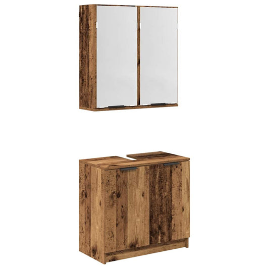 Bathroom Cabinet Set 2 pcs Old Wood Engineered Wood