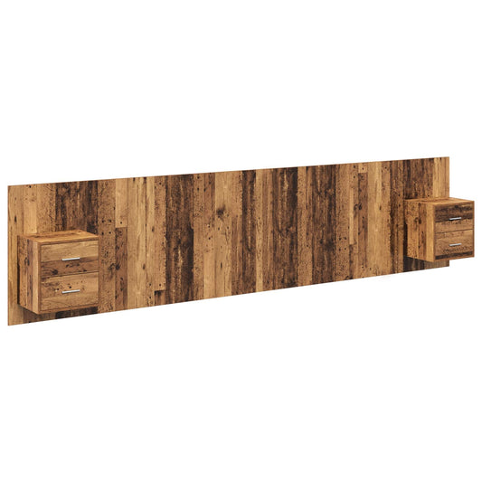 Headboard With Cabinet 3 pcs Old Wood Engineered Wood